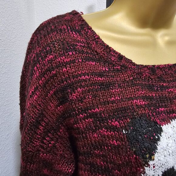 VTG 90s y2k Sweater Womens Medium Panda Bear Kawaii Anime Knit Girlhoodcore Twee - Picture 3 of 9